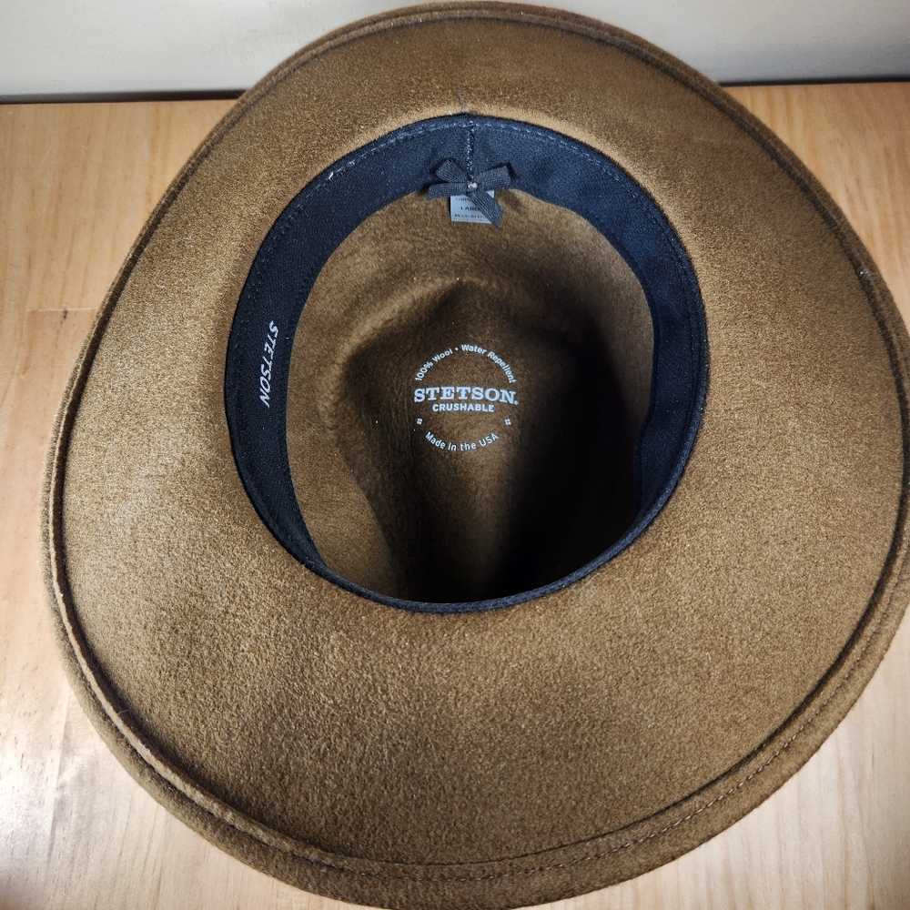 STETSON Men’s Snowden Hat Large Brown 100% Wool Crushable Western Fedora Outdoor - Picture 10 of 14